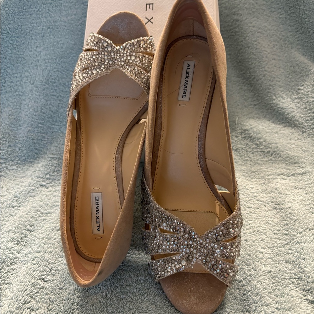 Off white heels with small stones